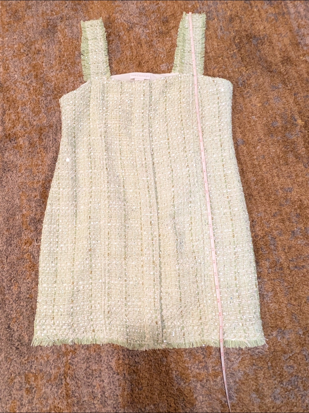 House of Harlow 1960 Green Tweed Mini Dress Size M Metallic Bouclé - Picture 4 of 10